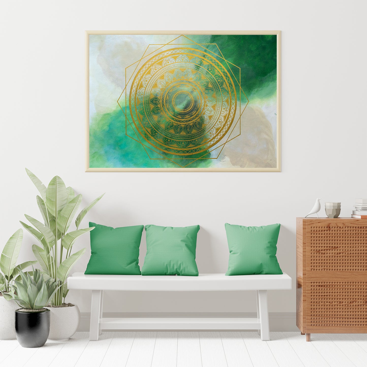 Zlatno Zelena Mandala na papiru