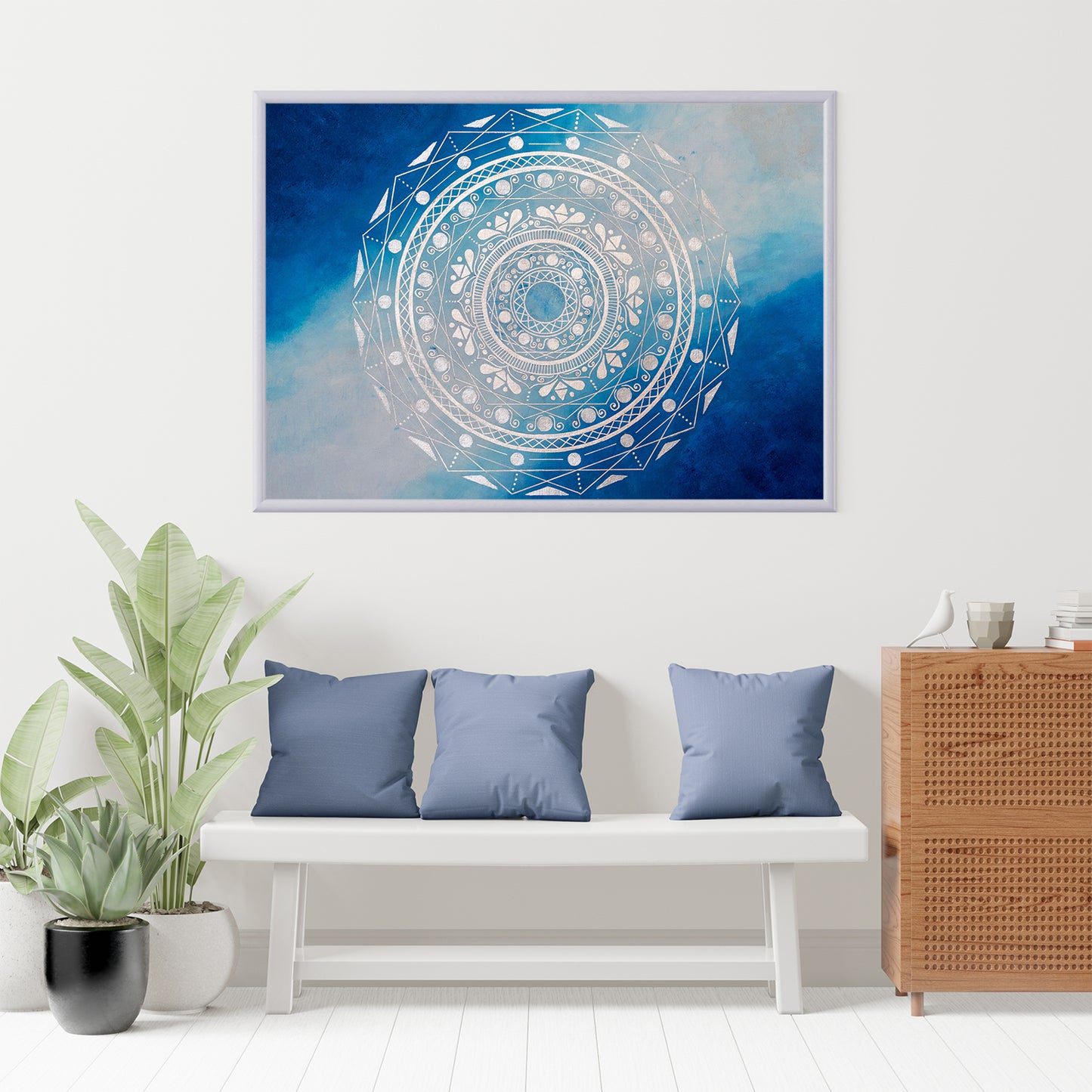 Srebreno Plava Mandala na papiru