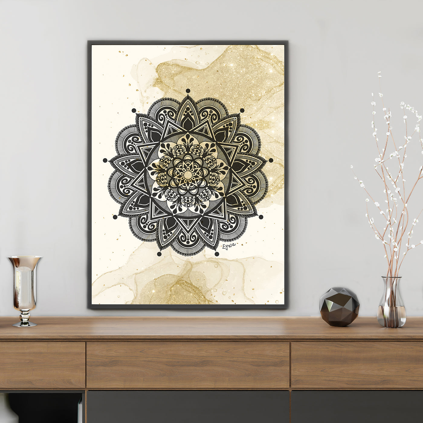 Crno Zlatna Mandala - Art Print