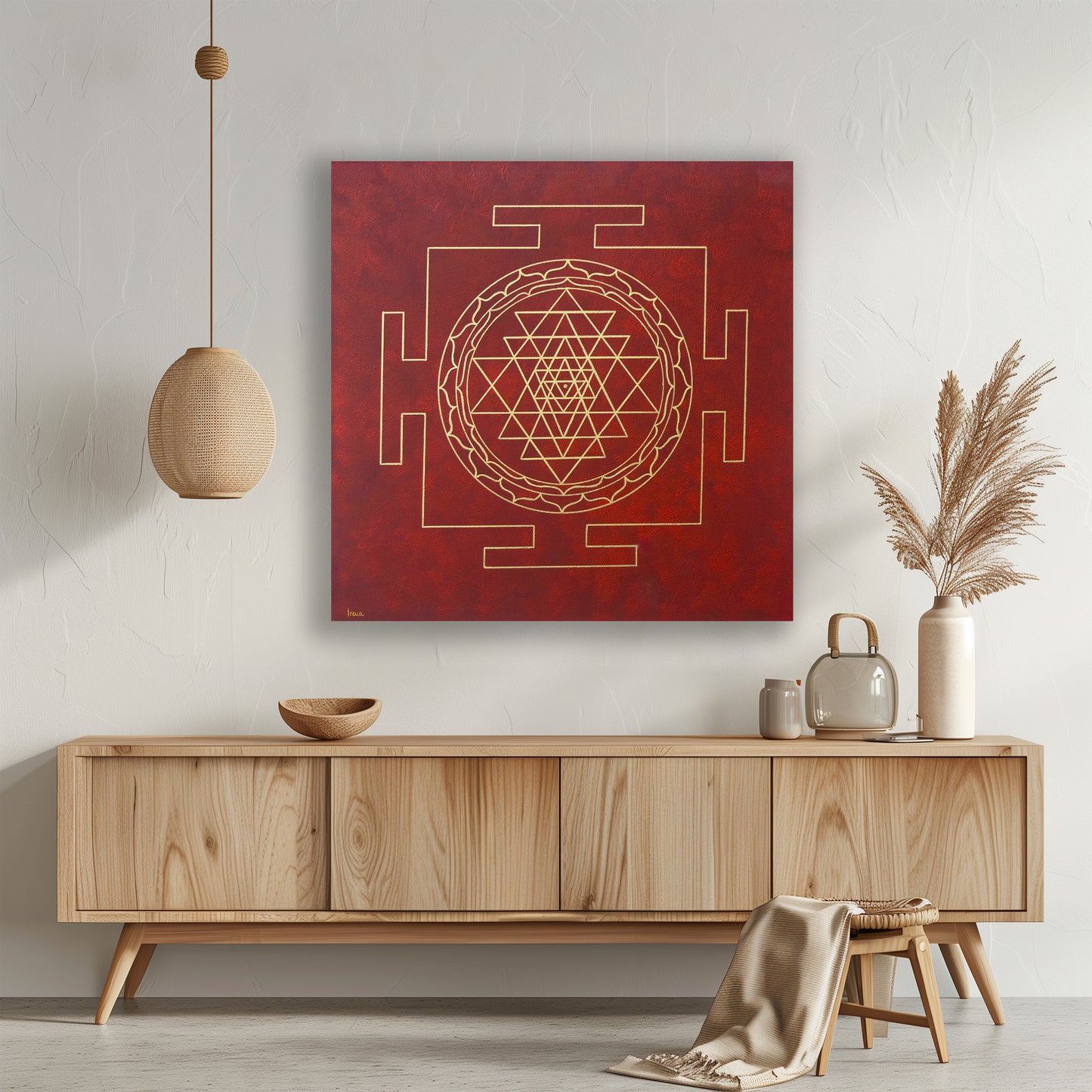 Crveno Zlatna Sri Yantra Mandala