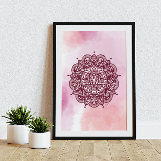 Tamno Crvena Mandala - Art Print