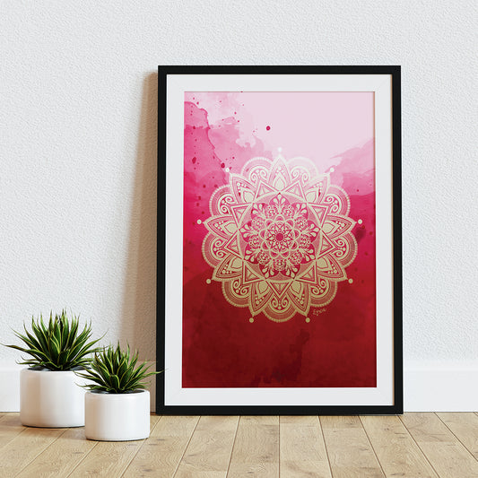 Crvena Bež Mandala - Art Print