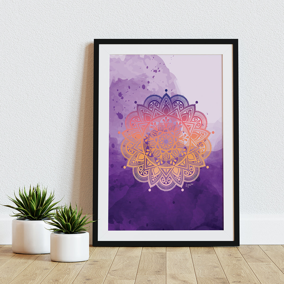 Purple and Orange Mandala Zen Wall Art Print