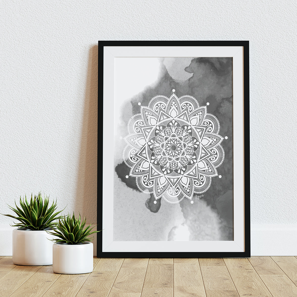 Sivo Bijela Mandala - Art Print