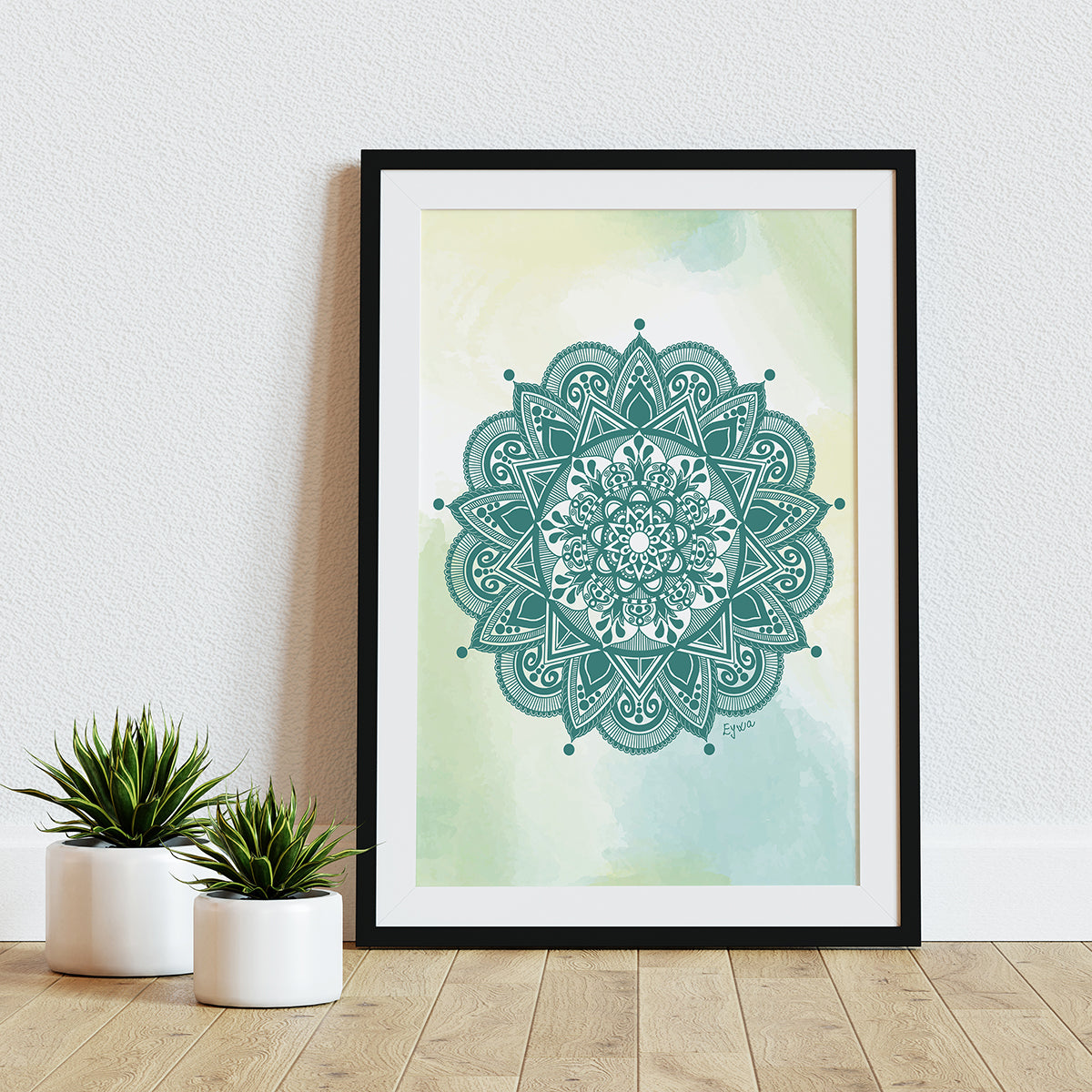 Green Mandala Zen Wall Art Print