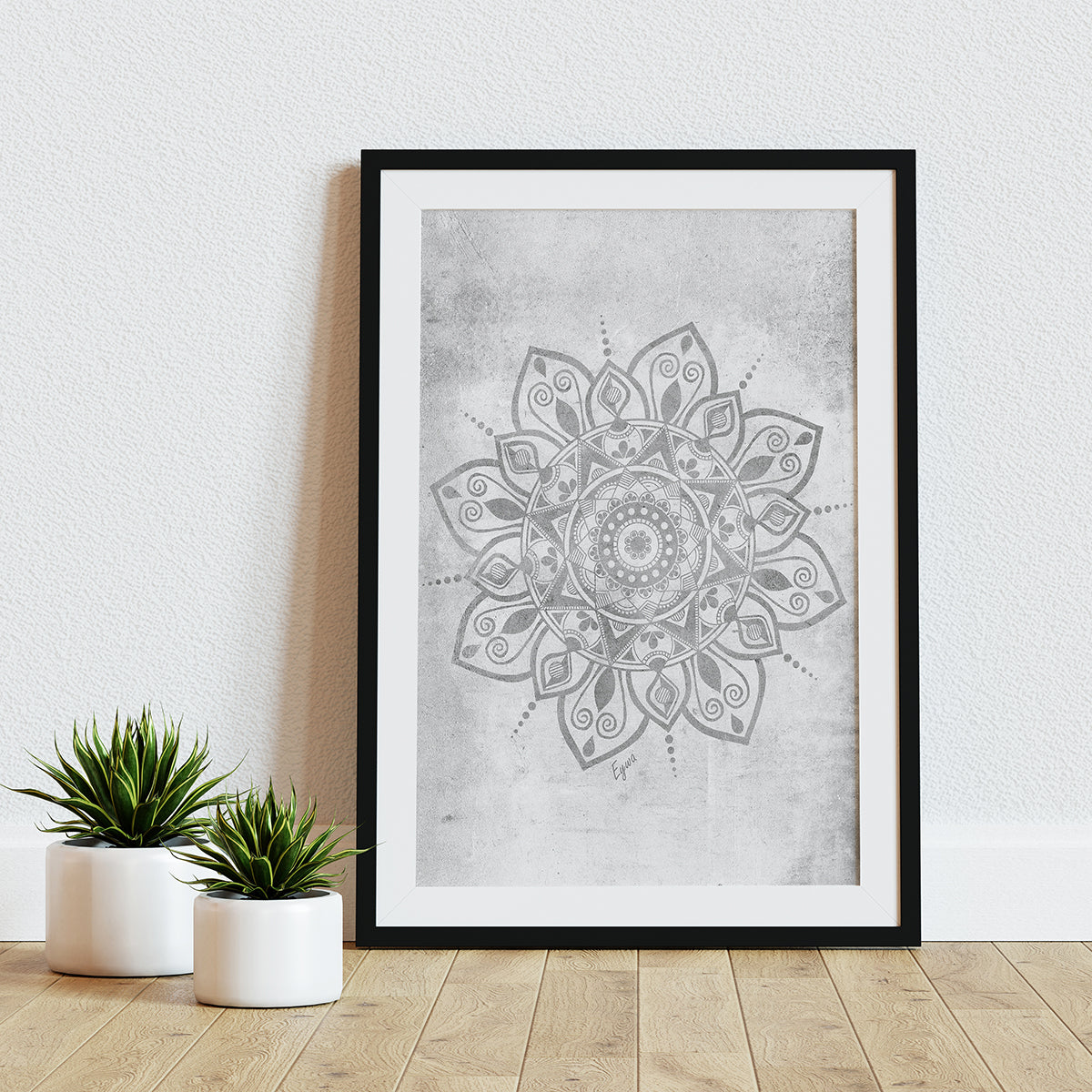 Grey Mandala Zen Wall Art Print