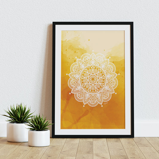 Narančasto Bijela Mandala - Art Print