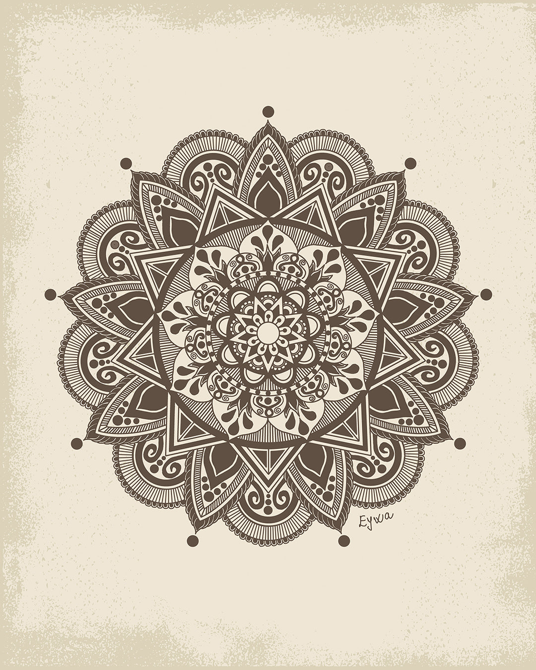 Rustic Brown Mandala Zen Wall Art Print