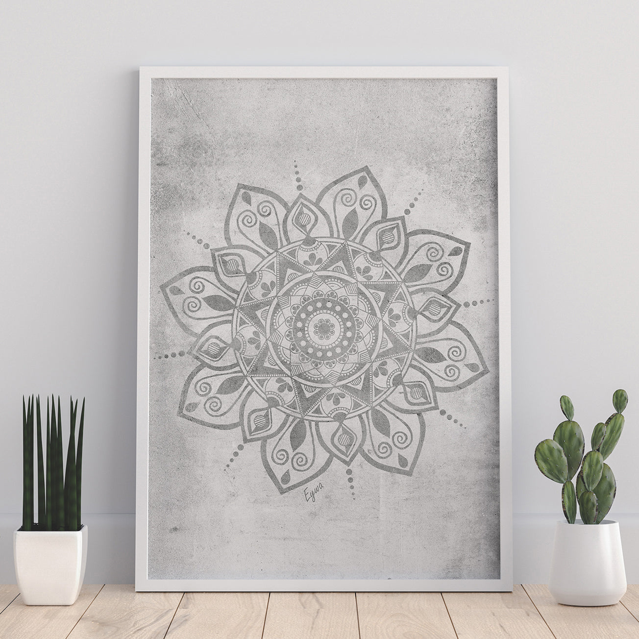 Grey Mandala Zen Wall Art Print