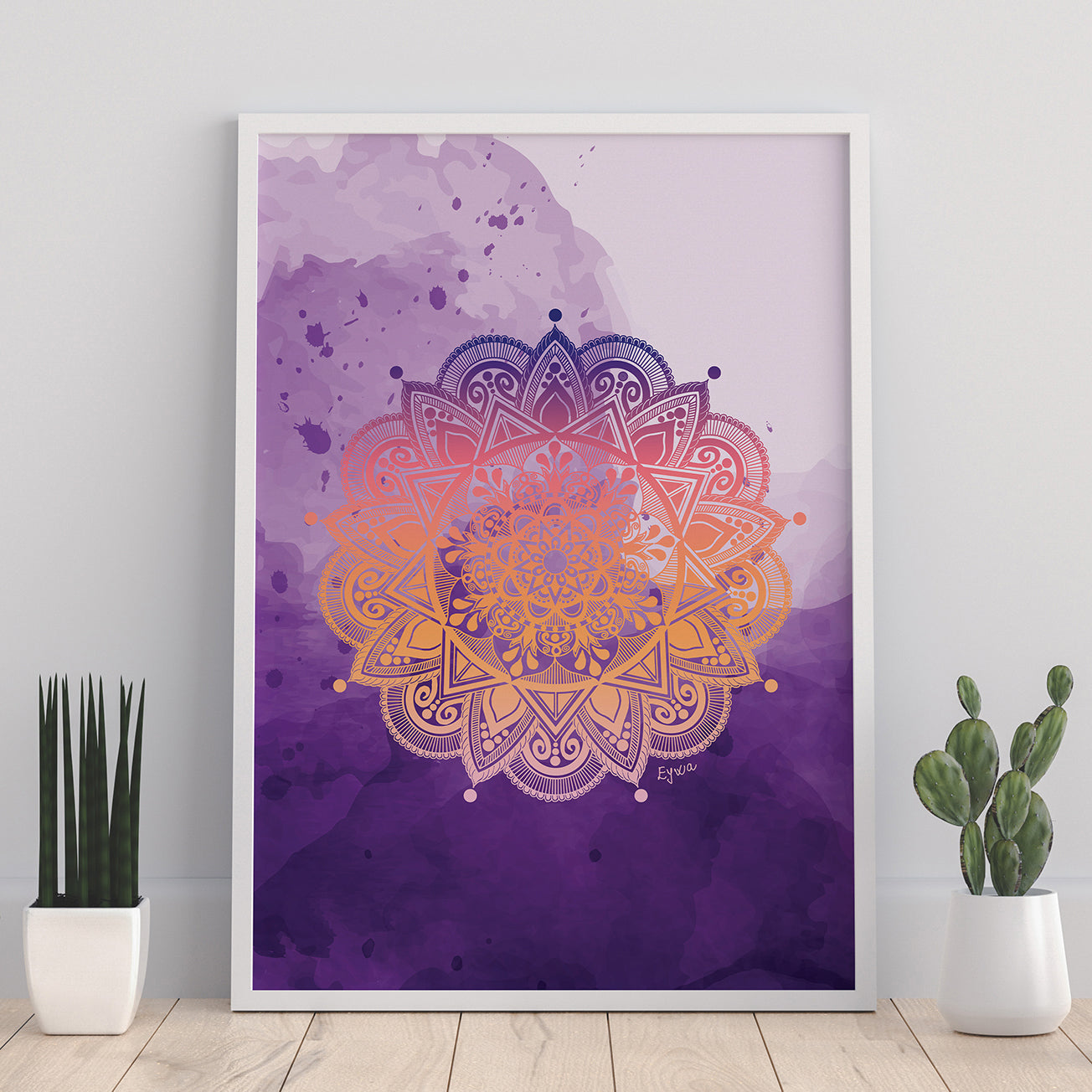 Purple and Orange Mandala Zen Wall Art Print