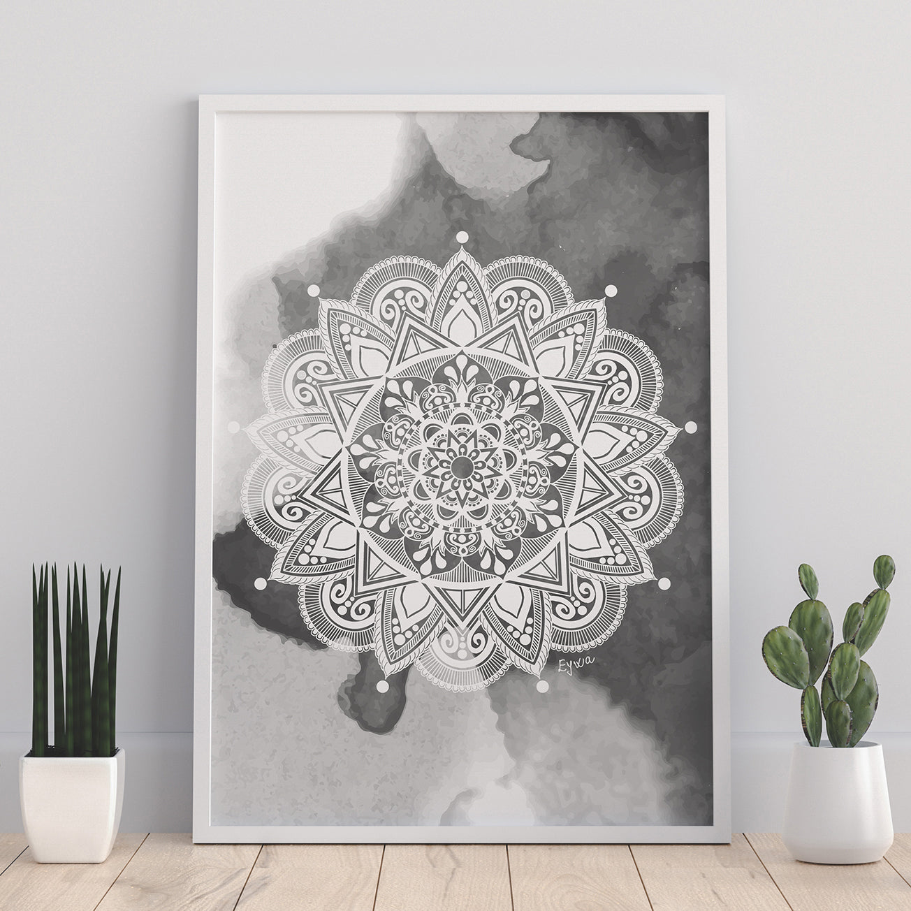 Sivo Bijela Mandala - Art Print