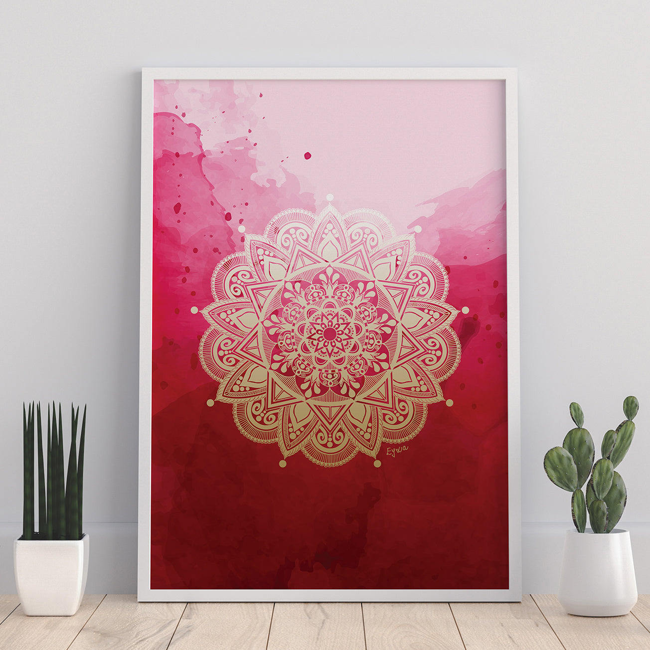 Red and Beige Mandala Zen Wall Art Print