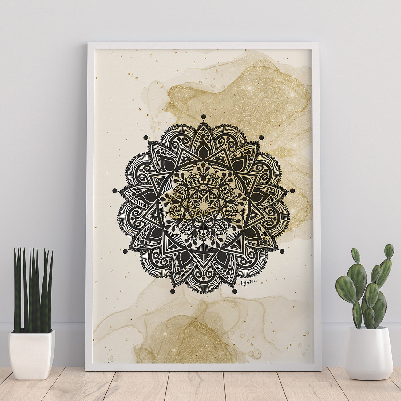 Black and Gold Mandala Zen Wall Art Print 