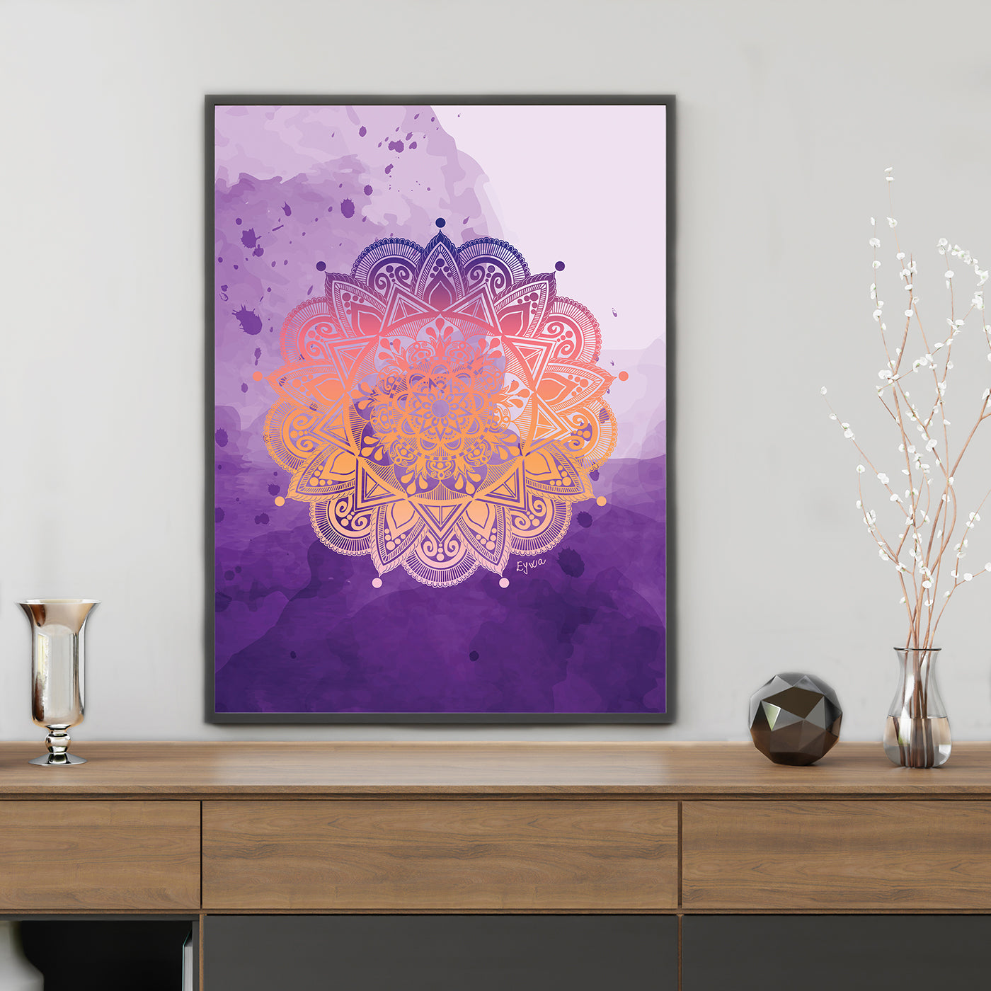 Ljubičasto Narančasta Mandala - Art Print