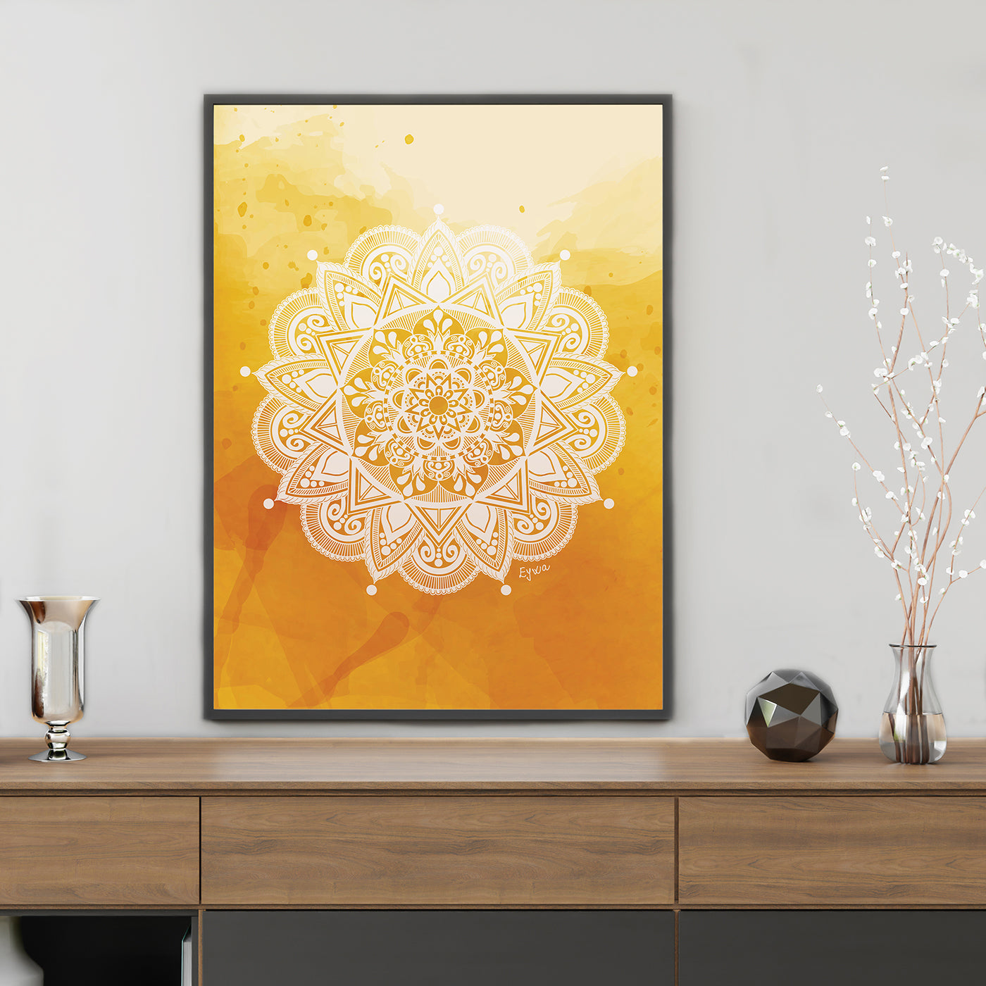 Narančasto Bijela Mandala - Art Print