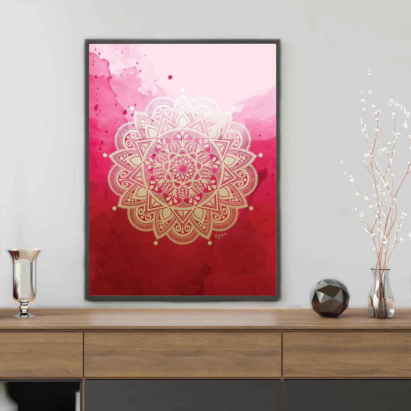 Crvena Bež Mandala - Art Print