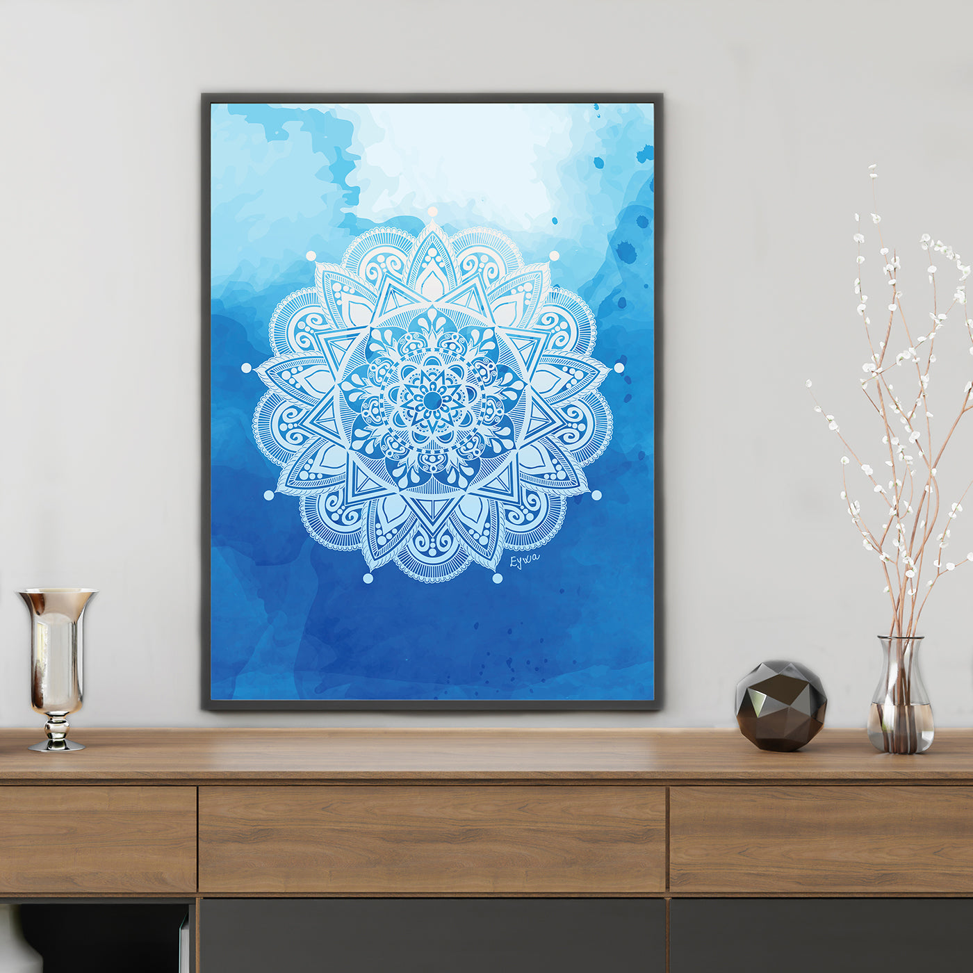 Tamno Plava Mandala - Art Print