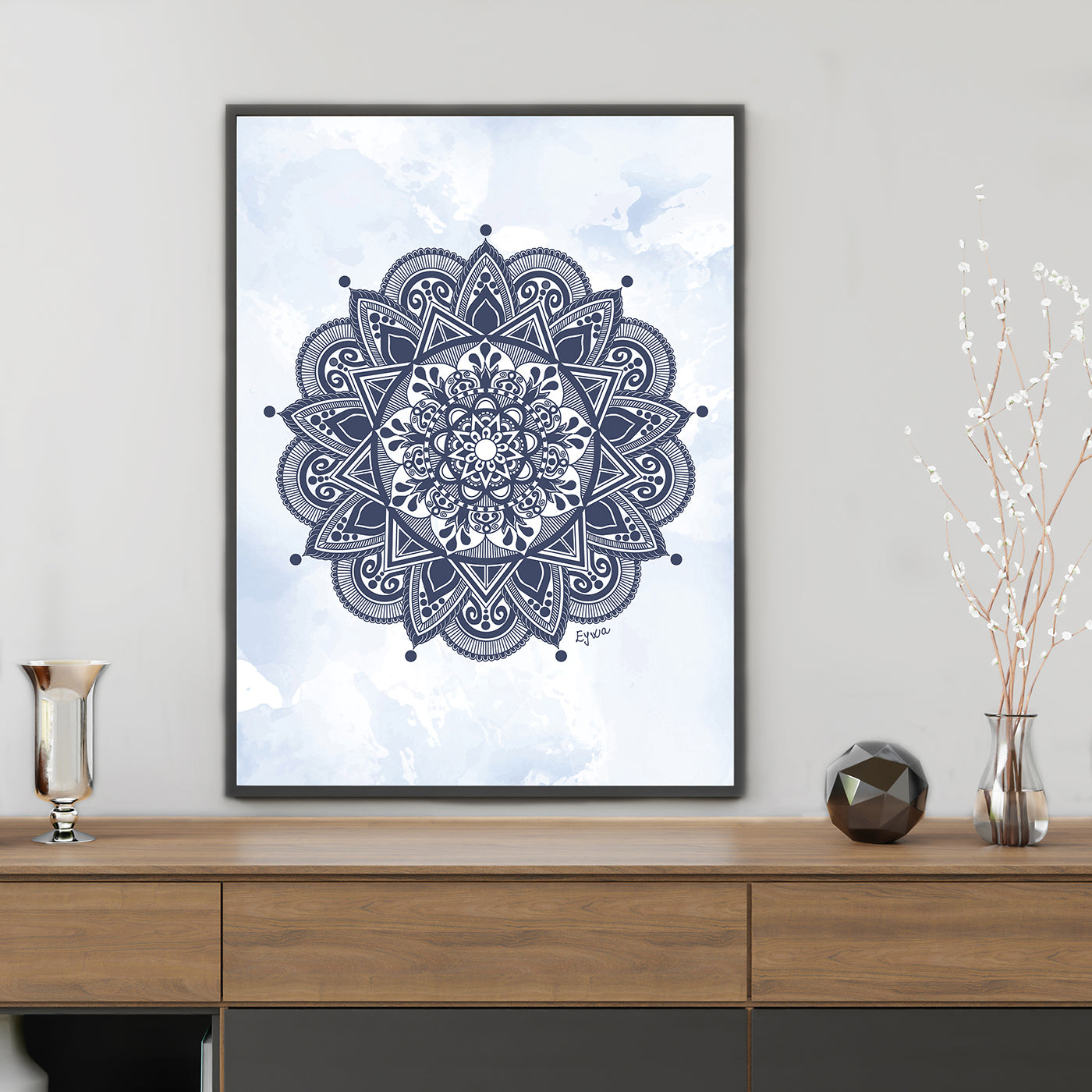 Blue Mandala Zen Wall Art Print