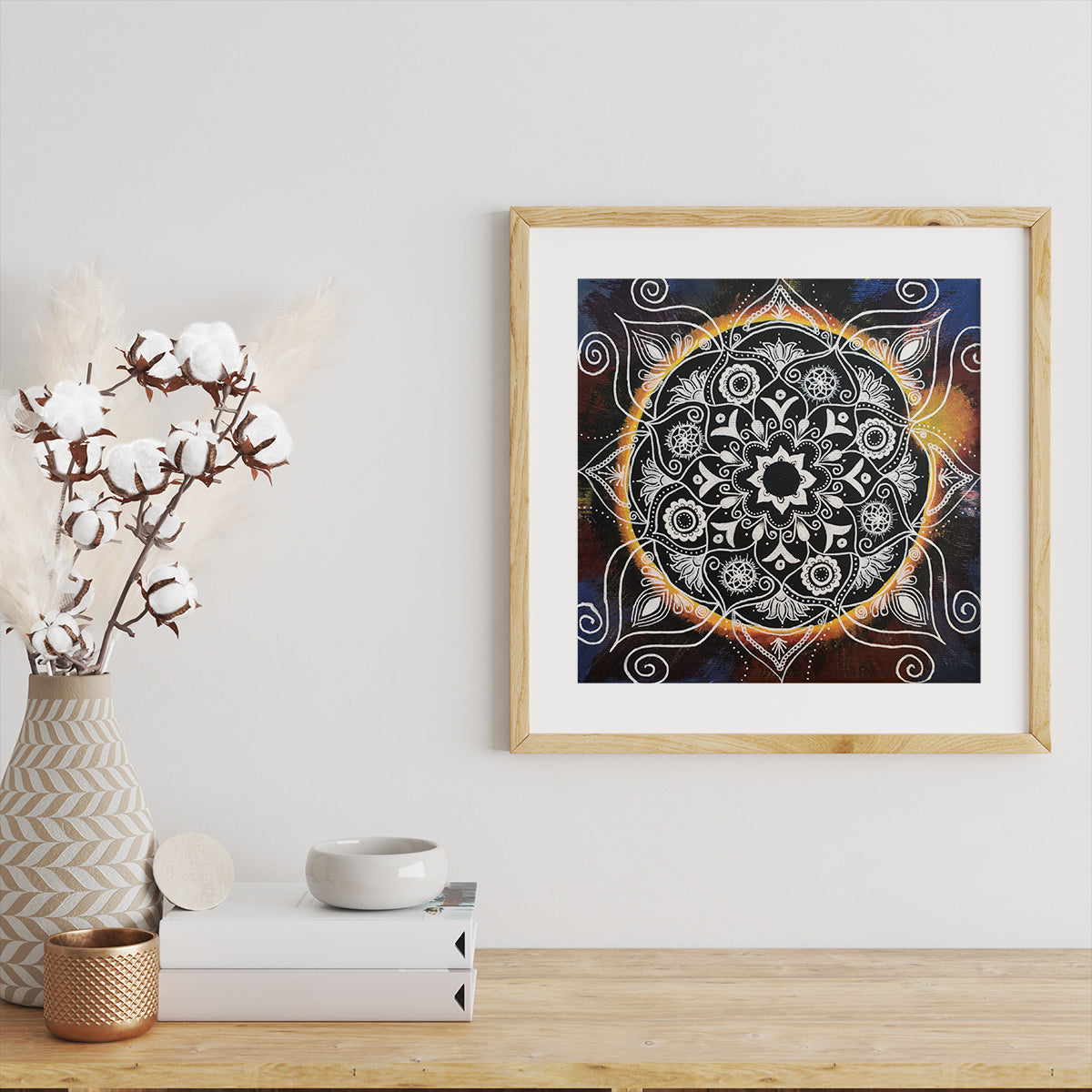 Floral Square Mandala Art Print