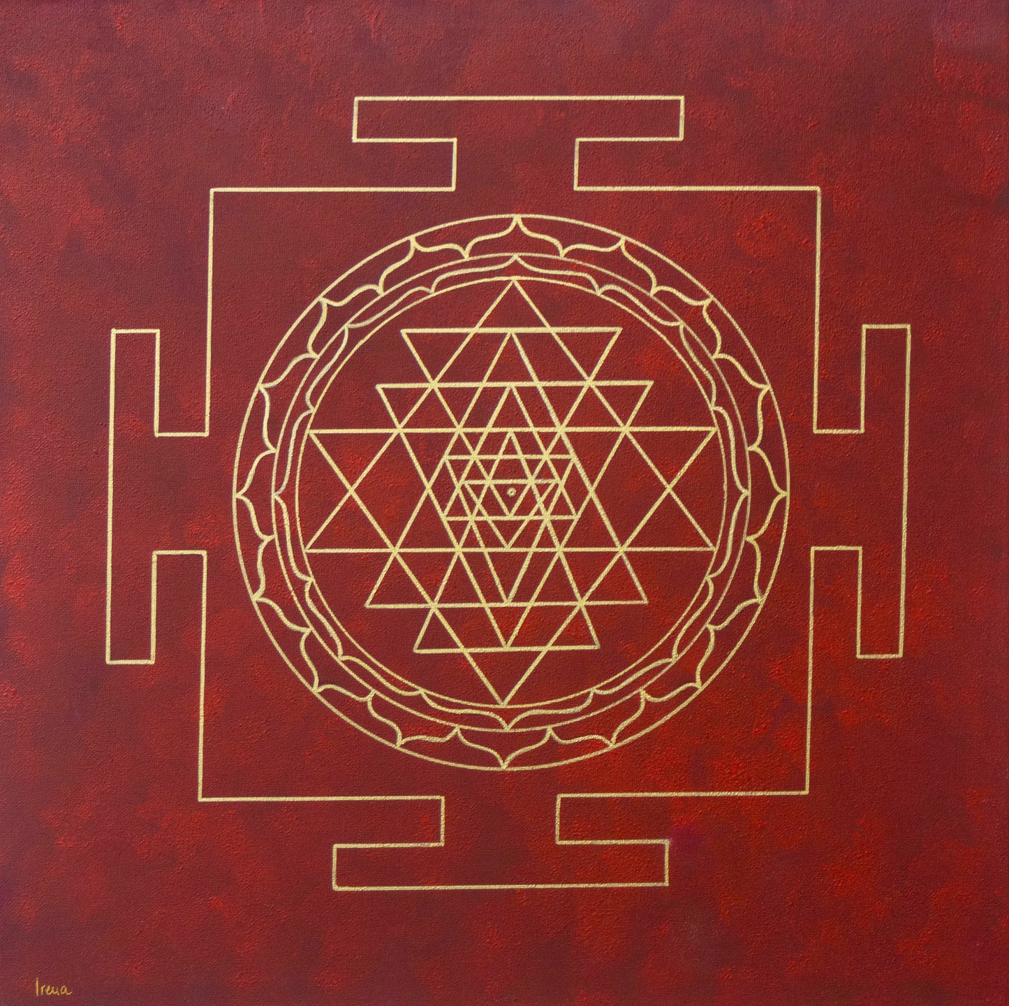 Crveno Zlatna Sri Yantra Mandala