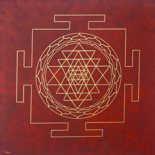 Red and Gold Sri Yantra Mandala