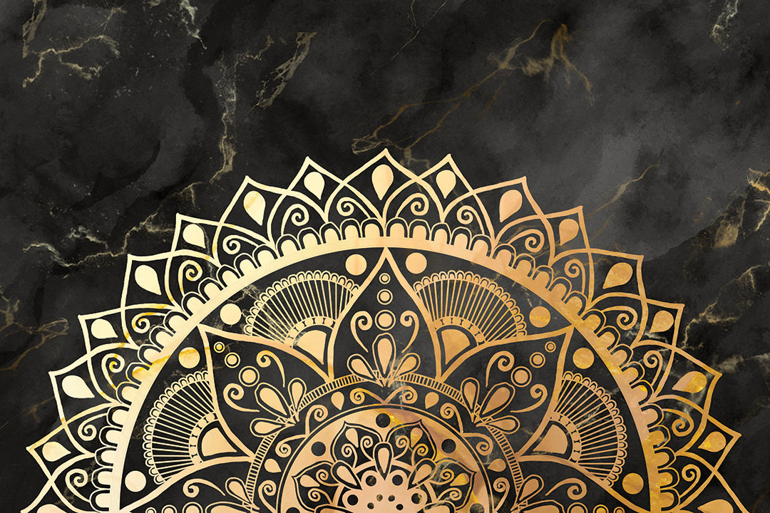 Gold and Black Mandala Zen Wall Art Print