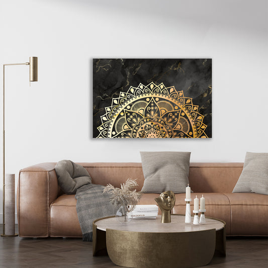 Gold and Black Mandala Zen Wall Art Print