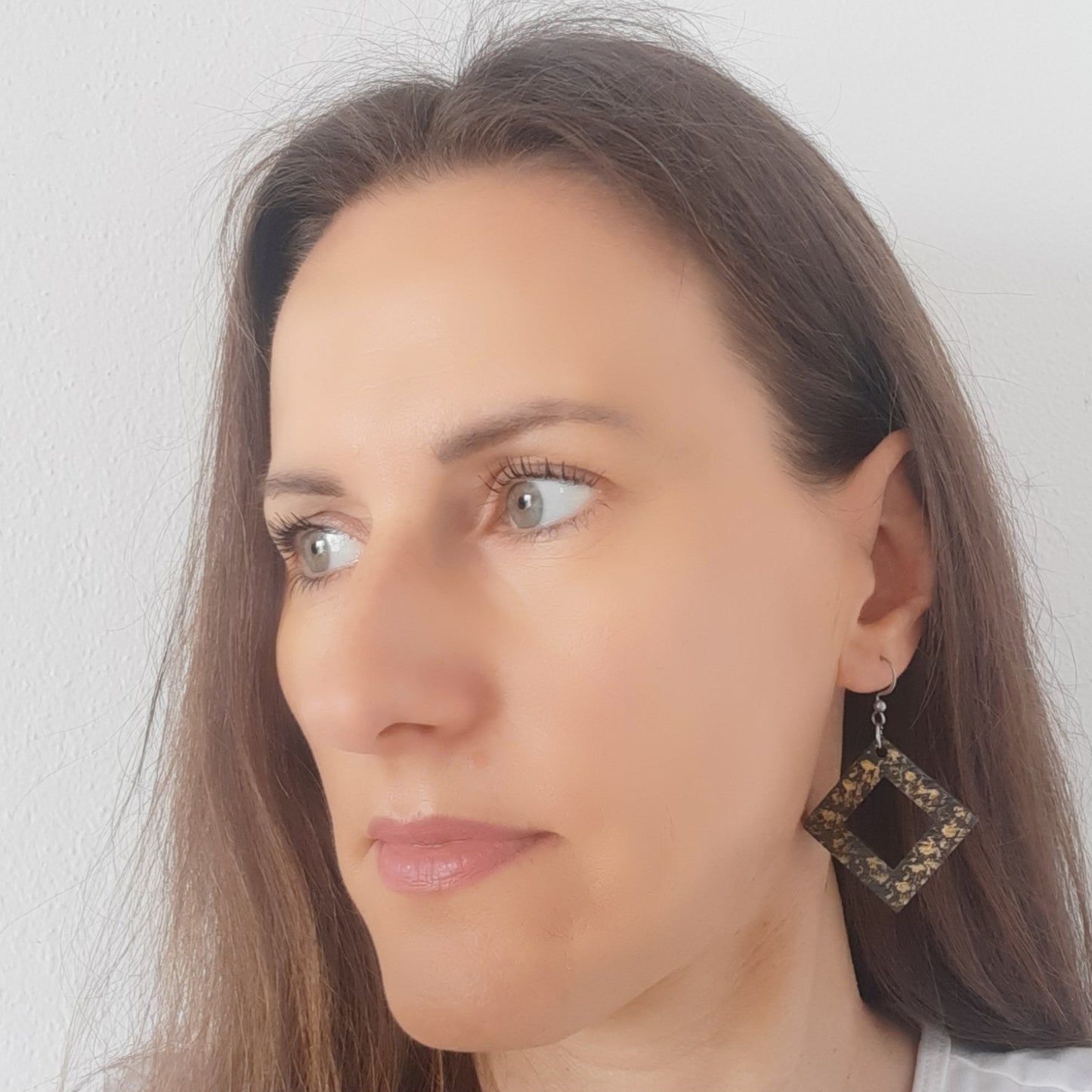 Unique black and gold wooden earrings