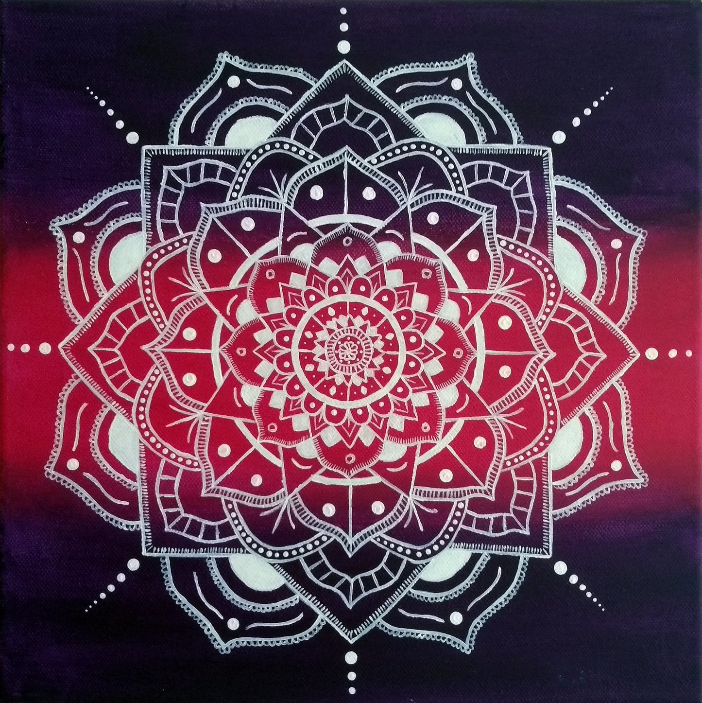 Purple and Red Square Mandala Art Print