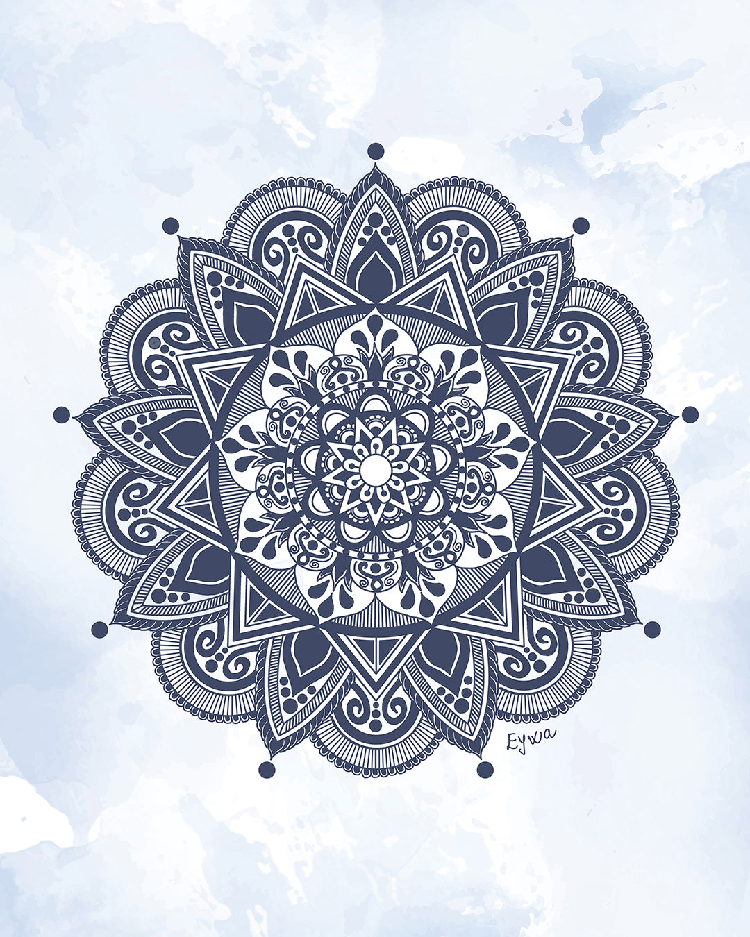 Blue Mandala Zen Wall Art Print