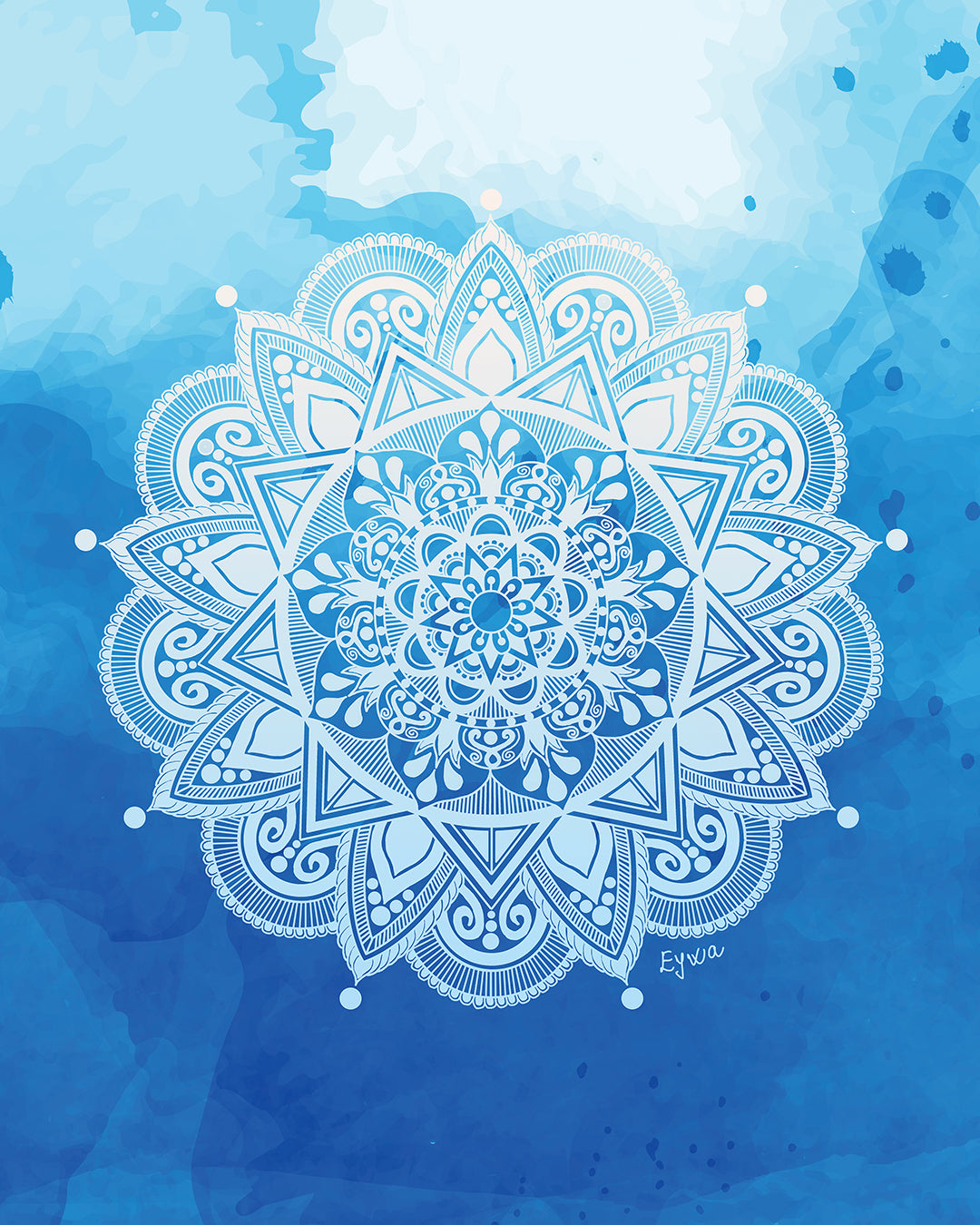 Dark Blue Mandala Zen Wall Art Print