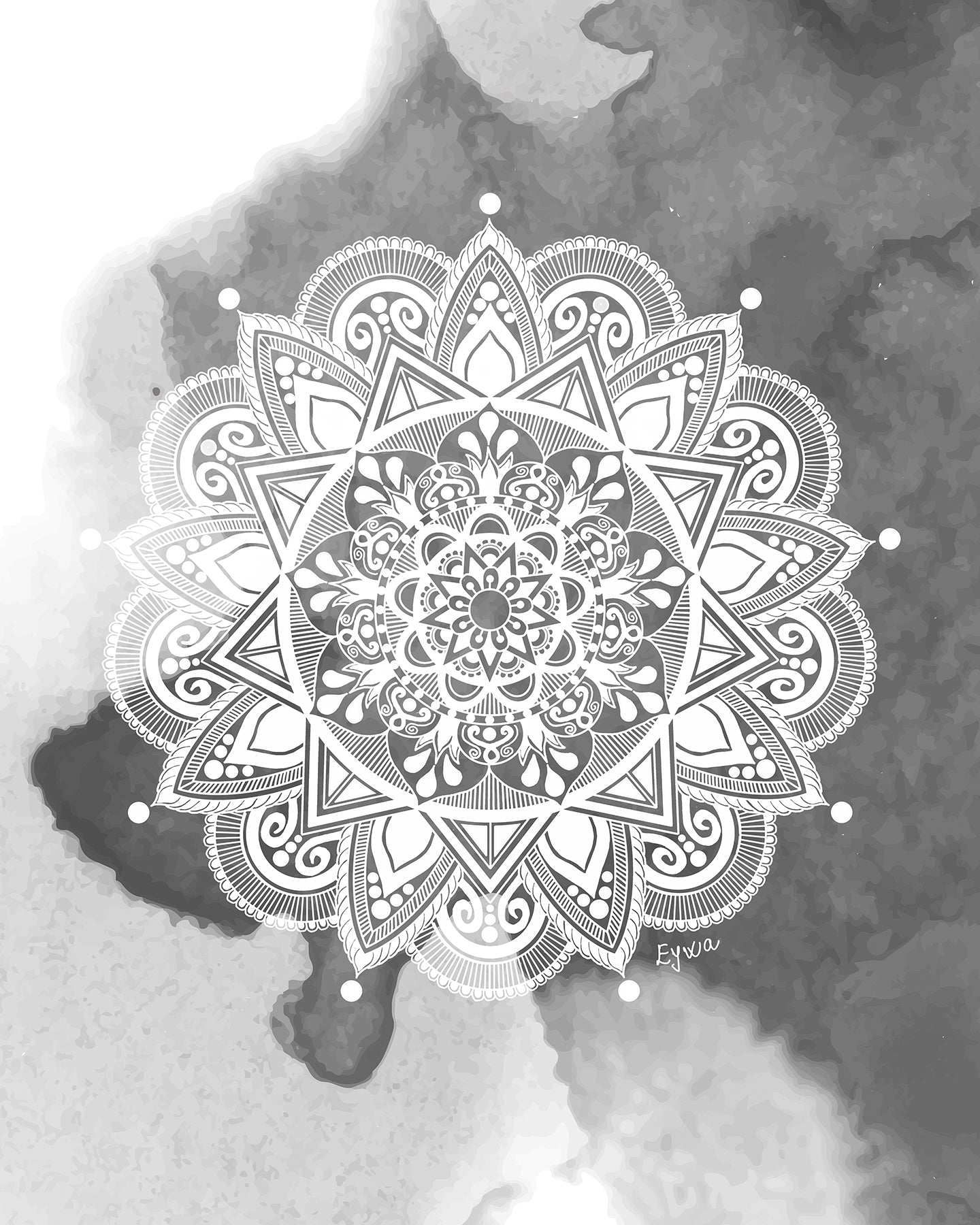 Sivo Bijela Mandala - Art Print