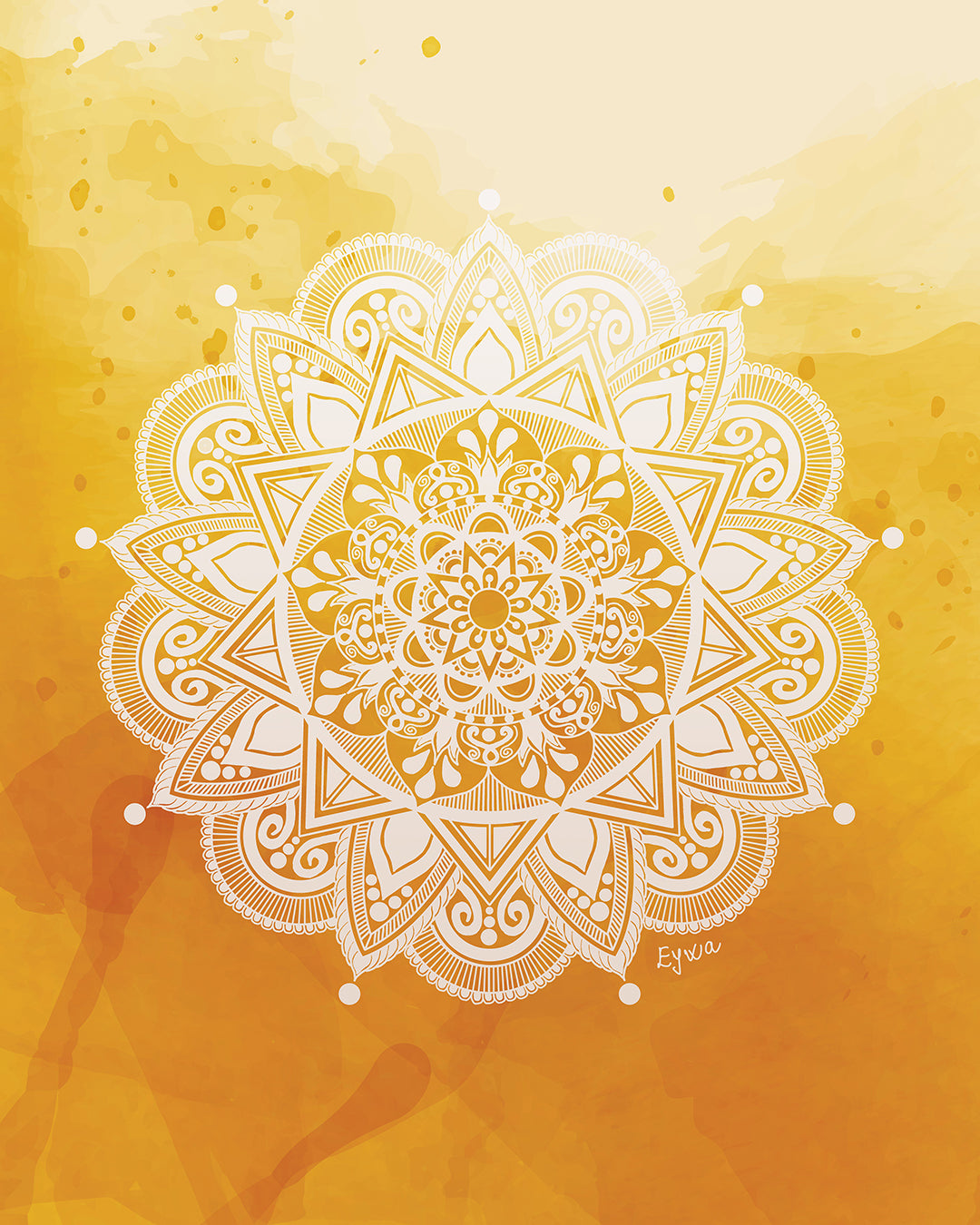 Orange Mandala Zen Wall Art Print