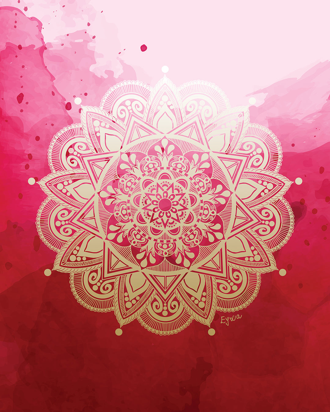 Red and Beige Mandala Zen Wall Art Print