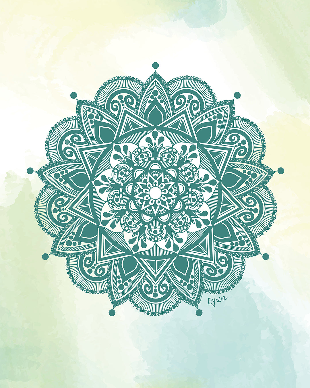 Green Mandala Zen Wall Art Print