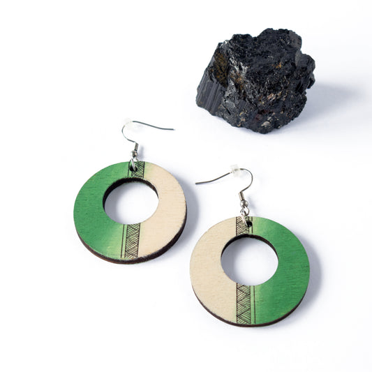 Unique wooden earrings in the shape of lime green